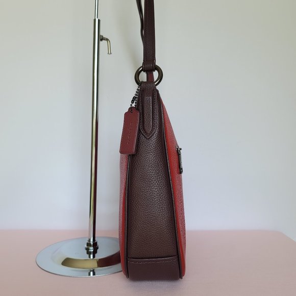 COACH Chaise Colorblocked Pebbled Leather Crossbody- Brick Red Multi 🎈$195. ⭐ - Picture 11 of 16